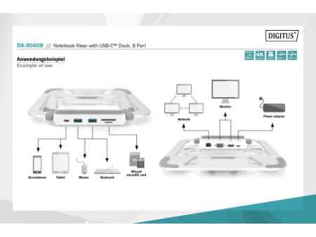 DIGITUS Support pour ordinateur portable avec station
