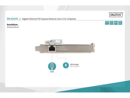 DIGITUS Carte réseau PCI Express Gigabit Ethernet 2.5g