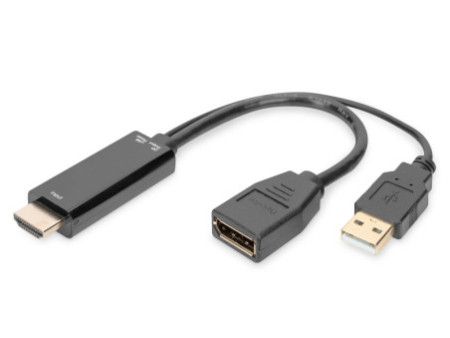 DIGITUS Adaptateur HDMI 4K vers DisplayPort, 0,2 m, noir