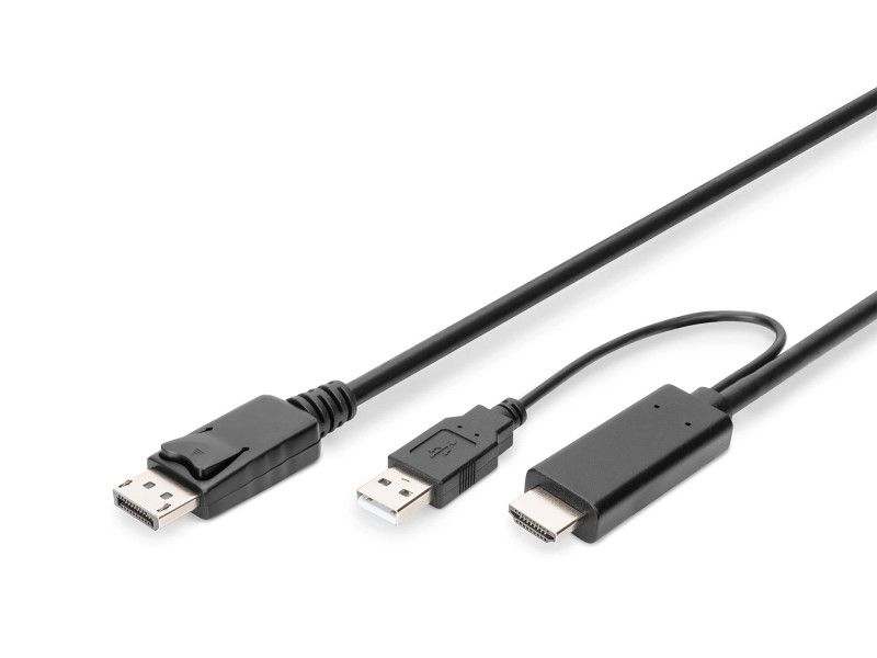 DIGITUS Adaptateur HDMI 4K vers DisplayPort, 2,0 m, noir
