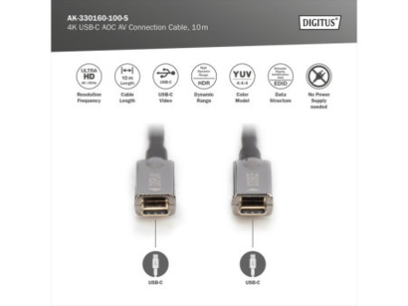DIGITUS Câble de connexion USB type-C AOC AV, 10 m