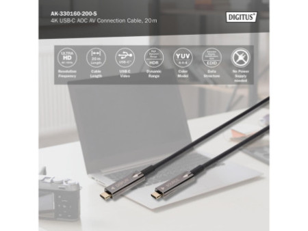 DIGITUS Câble de connexion USB type-C AOC AV, 20 m