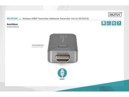 DIGITUS Transmetteur HDMI sans fil Click & Present, noir
