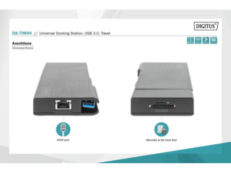 DIGITUS Station d'accueil universelle USB 3.0, 7 ports