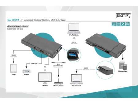 DIGITUS Station d'accueil universelle USB 3.0, 7 ports