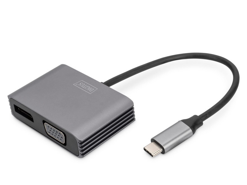DIGITUS Adaptateur graphique USB-C 4K 2en1 DisplayPort + VGA