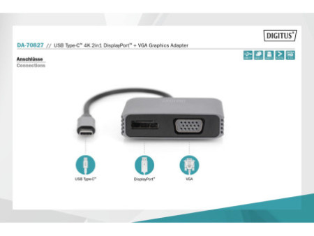 DIGITUS Adaptateur graphique USB-C 4K 2en1 DisplayPort + VGA