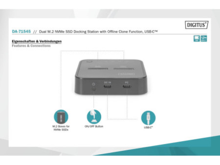 DIGITUS Station d'accueil SSD avec fonction de clonage hors
