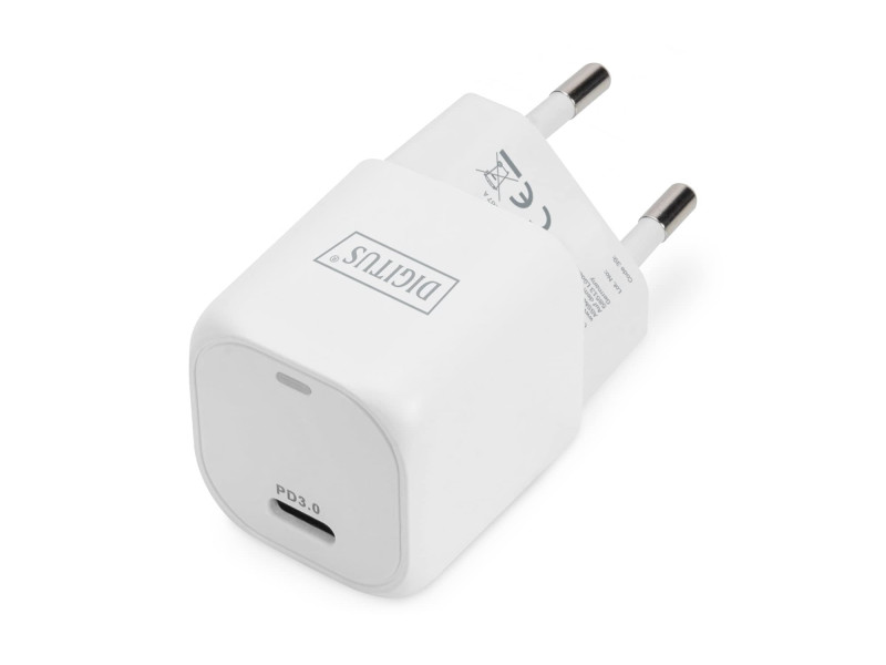 DIGITUS Mini Adaptateur de charge USB-C, 20 watts, blanc