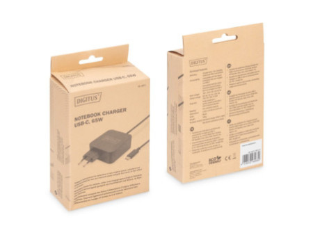 DIGITUS Chargeur pour ordinateur portable USB-C, 65 W, noir