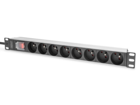 DIGITUS Multiprise 19', 8 prises, 1 U, avec interrupteur