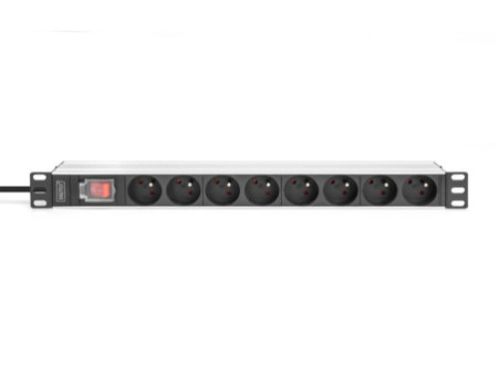 DIGITUS Multiprise 19', 8 prises, 1 U, avec interrupteur