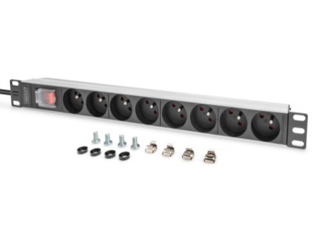 DIGITUS Multiprise 19', 8 prises, 1 U, avec interrupteur