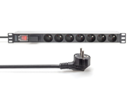 DIGITUS Multiprise 19', 7 prises, 1 U, avec interrupteur