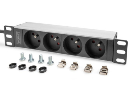 DIGITUS Multiprise 10' avec profilé aluminium, 4 prises