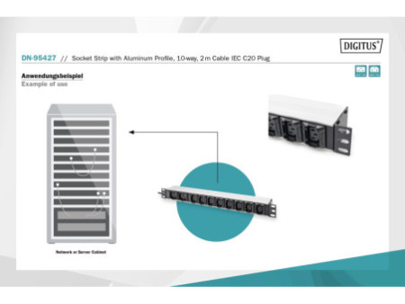 DIGITUS Multiprise 19', 10 prises, 1 U