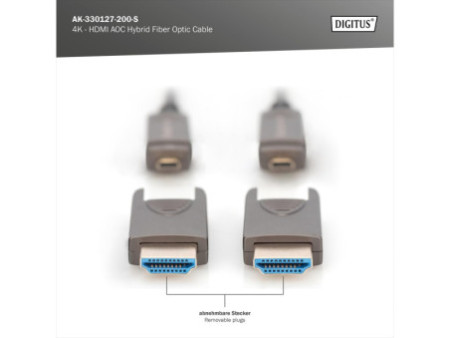 DIGITUS Câble optique hybride actif AOC HDMI, 4K, noir, 20 m