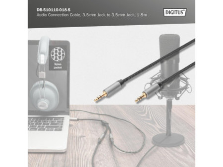 DIGITUS Câble de raccordement audio, jack mâle 3,5 mm,