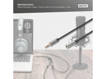 DIGITUS Câble d'extension audio, jack mâle 3,5 mm, 1,8 m