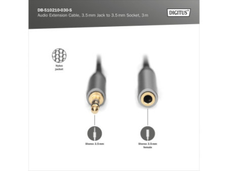 DIGITUS Câble d'extension audio, jack mâle 3,5 mm, 3,0 m