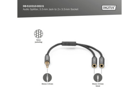 DIGITUS Répartiteur audio, jack mâle 3,5 mm -