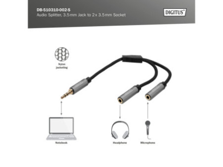 DIGITUS Répartiteur audio, jack mâle 3,5 mm -