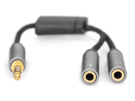 DIGITUS Adaptateur casque audio, jack mâle 3,5 mm, noir/gris