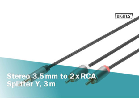 DIGITUS Câble adaptateur audio stéréo, prise jack - RCA, 3 m