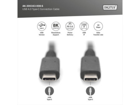 DIGITUS Câble de raccordement USB 4.0, fiche USB-C - USB-C