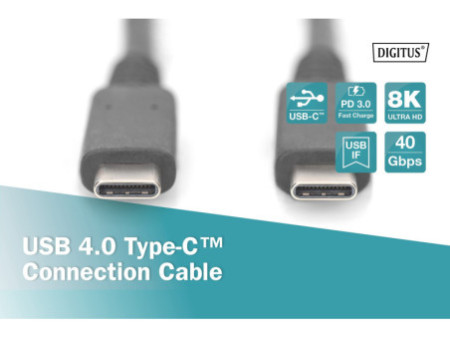 DIGITUS Câble de raccordement USB 4.0, fiche USB-C - USB-C