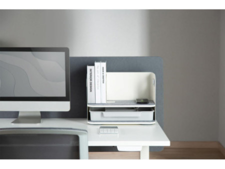 DIGITUS Organisateur de bureau avec chargeur Qi blanc/gris
