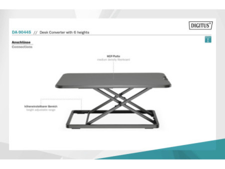 DIGITUS Convertisseur de bureau ergonomique assis/debout