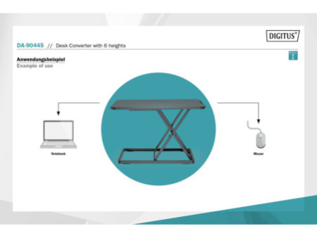 DIGITUS Convertisseur de bureau ergonomique assis/debout