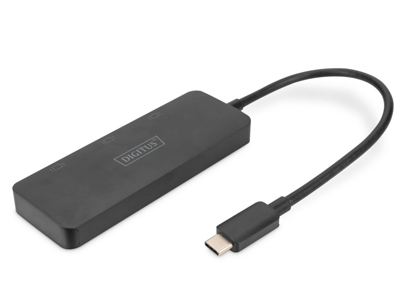 DIGITUS Hub vidéo MST, 3 ports, USB-C - 3x HDMI, noir