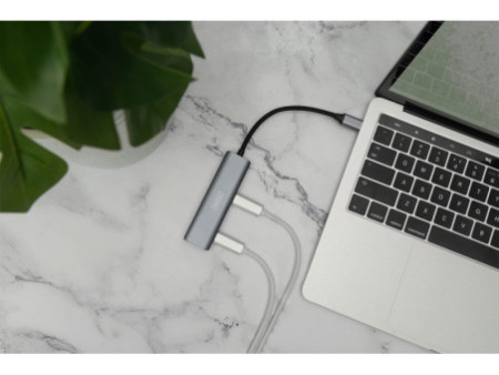 DIGITUS Hub USB-C, 4 ports, 4x USB C 3.1 Gen 1, gris foncé