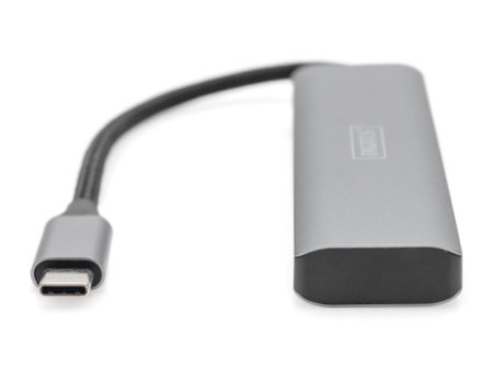 DIGITUS Hub USB-C, 4 ports, 4x USB C 3.1 Gen 1, gris foncé
