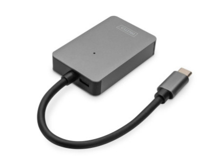 DIGITUS Lecteur de carte USB-C High Speed, 2 ports, gris