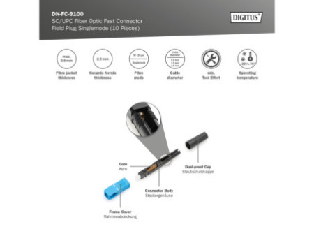 DIGITUS Connecteur de terrain rapide pour fibre optique