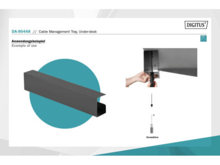 DIGITUS Goulotte passe-câble sous le bureau, noir
