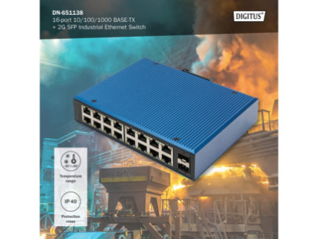 DIGITUS Commutateur industriel Gigabit Ethernet Unmanaged