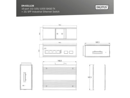 DIGITUS Commutateur industriel Gigabit Ethernet Unmanaged