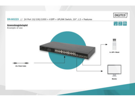 DIGITUS Commutateur 19' Gigabit Etherneet Switch, 24 ports