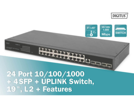 DIGITUS Commutateur 19' Gigabit Etherneet Switch, 24 ports