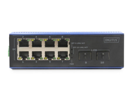 DIGITUS Switch industriel Gigabit Ethernet, 8+2 ports