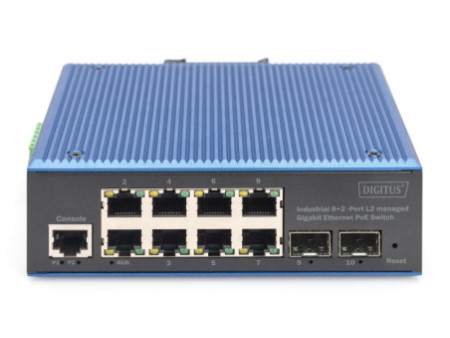 DIGITUS Switch industriel PoE Gigabit Ethernet manageable L2