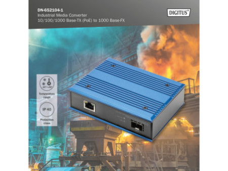 DIGITUS Convertisseur média industriel PoE+ Gigabit Ethernet