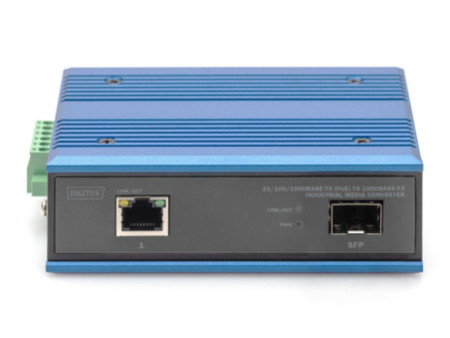 DIGITUS Convertisseur média industriel PoE+ Gigabit Ethernet