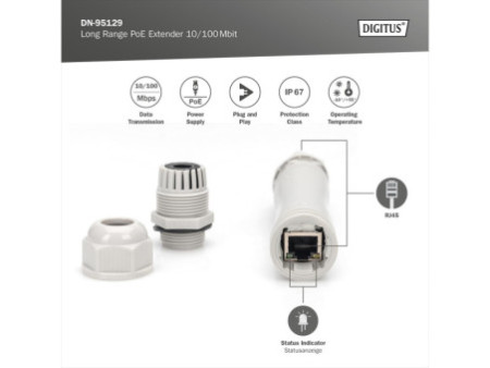 DIGITUS Extenseur PoE longue portée, 10/100 Mbits