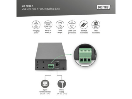 DIGITUS Hub USB 3.0 Industrial Line, 4 ports