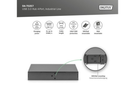 DIGITUS Hub USB 3.0 Industrial Line, 4 ports